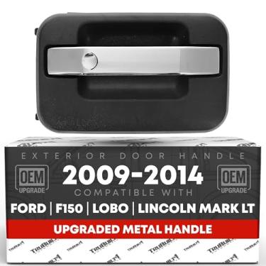 Imagem de Maçaneta externa da porta do passageiro frontal/traseira, metal atualizado - compatível com Ford F-150 2009-2014, Ford Lobo 09-14, Lincoln Mark LT 10-14 - cromado, preto com fechadura - OEM
