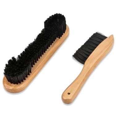 Imagem de Escova de mesa de sinuca, 2 peças, kit de limpeza de mesa de bilhar de madeira para bilhar e conjunto de escovas de trilho com cerdas de nylon macias para salas de jogos