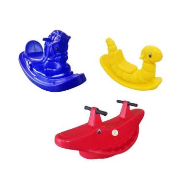 Imagem de Gangorra Infantil Jacaré Vermelho Cavalo Azul Minhoca Amarela Colorido