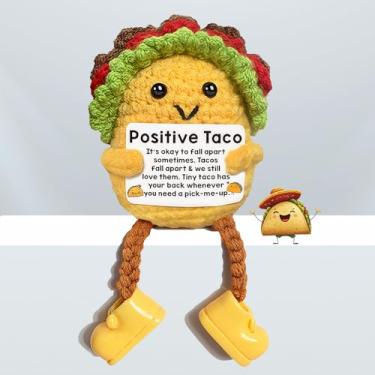 Imagem de Positive Taco Emotional Support Taco, Positive Crochet Animals Crochet Plushies Mini Funny Crochet Stuffed Animals Encouragement Gifts for Women Men Friends Sister Motivational Inspirational Gifts
