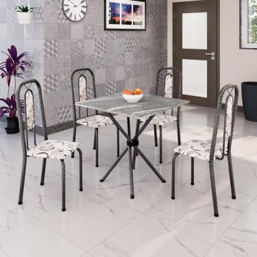 Imagem de Conjunto Sala de Jantar com 4 Cadeiras Lívia Arabesco/ Prata