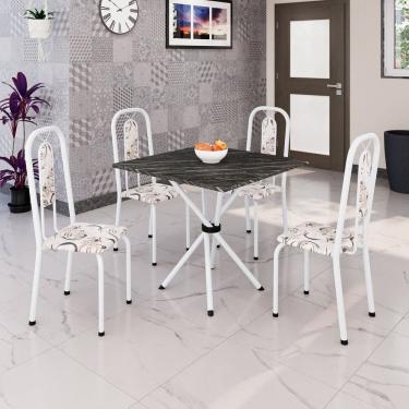 Imagem de Conjunto Sala de Jantar com 4 Cadeiras Lívia Arabesco/ Branco