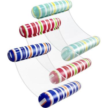 Imagem de Boias de piscina para adultos, pacote com 3 boias infláveis, rede de água com malha, essenciais para férias na praia para relaxar e descansar