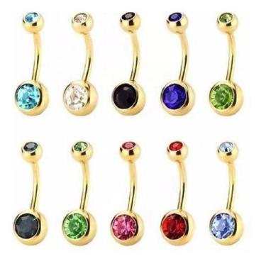 Imagem de Kit 10 Piercing De Umbigo Dourado Banhado A Ouro 18K - Decastro