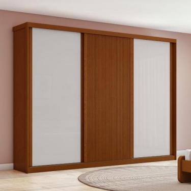 Imagem de Guarda Roupa Casal Flex Ripado 3 Portas de Correr MDF Ollie Lopas, Fra