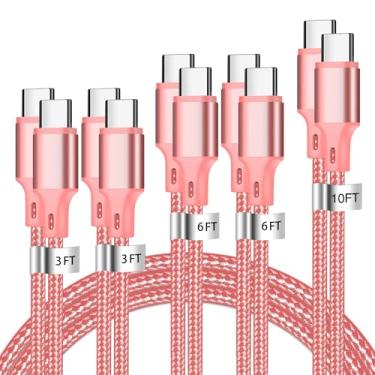 Imagem de Cabo carregador USB C para USB C, pacote com 5 [3/3/6/6/3 m] Cabo de carregamento rápido tipo C para dados e transferência de dados compatível com iPhone 16/15/Pro/Plus/Pro Max iPad Pro Air 5 Samsung