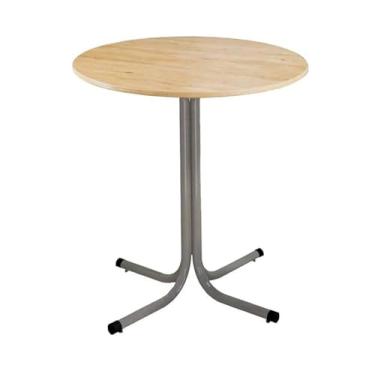 Imagem de Mesa de Jantar Redonda 80cm Cinza Tampo Madeira Pinus