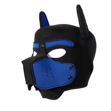 Imagem de PAKEHA Capuz para filhotes, capuz removível para cães cosplay de rosto inteiro masculino e feminino (azul)