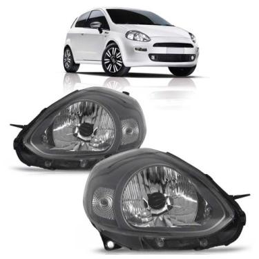Imagem de Farol Dianteiro Punto 2012 2013 2014 2015 2016 Máscara Cinza Lente Lis