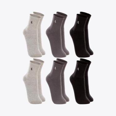 Imagem de Kit 6 Pares de Meias Soquetes Lupo Cano Médio 03245-089, Cinza, Grafit