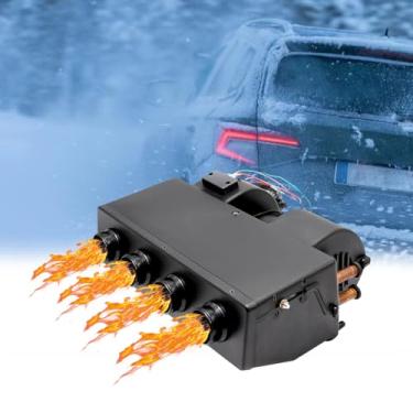 Imagem de DEVALLEY Evaporador de ar condicionado A/C, unidade de aquecimento e resfriamento auxiliar universal de 12 V com 4 aberturas frontais de 3 velocidades para coleta, caminhão, trailer, barco