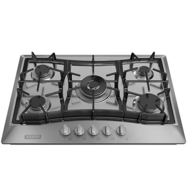 Imagem de Empava V1-30GC21-GX Fogão a gás de 76 cm conversível LPG/NG, proteção contra falhas de chama, grades de ferro fundido resistente, aço inoxidável