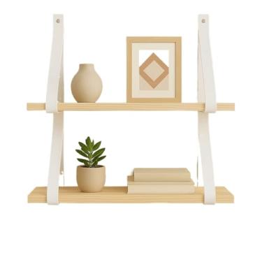 Imagem de Prateleiras em pinus e alças de couro(Branco,40)