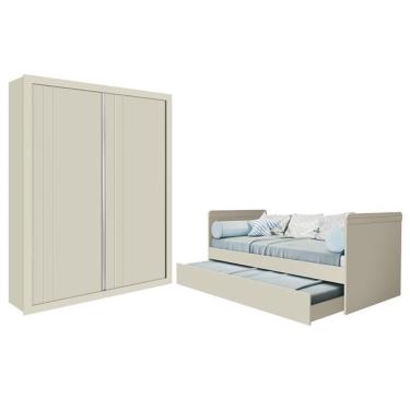 Imagem de Jogo de Quarto Infantil com Guarda Roupa Prince e Bicama Nuth - Reller Móveis Areia Fosco