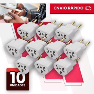 Imagem de Kit C/10 Adaptador de Tomada Bob Esponja LOVE Benjamin 10A/20A Pino Pl