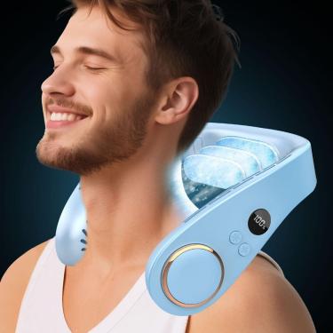 Imagem de Placa de resfriamento portátil OVIFM para ventilador de pescoço com fluxo de ar azul