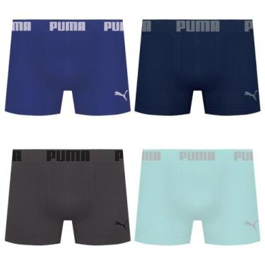 Imagem de Kit 4 Cuecas Puma Boxer Sem Costura Masculina, Marinho, Verde, G