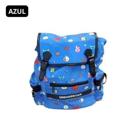 Imagem de Mochila de Costa Infantil Fechamento Tipo Saco Personagens BT21 - Azul