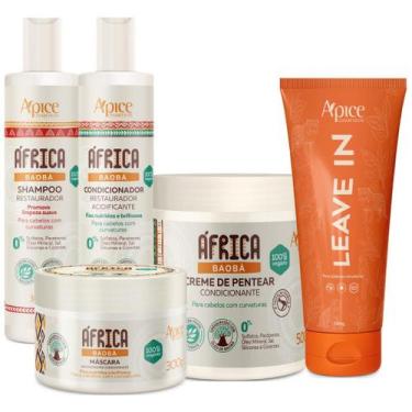 Imagem de Kit Apice África Baobá 5 Itens Tratamento Capilar Linha Completa Cabel