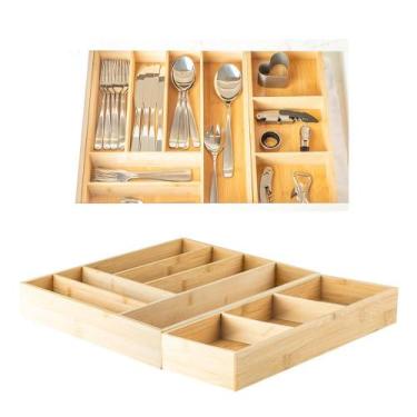 Imagem de Kit Organizador De Talher Gaveta Armário Bambu 2 Peças - OU