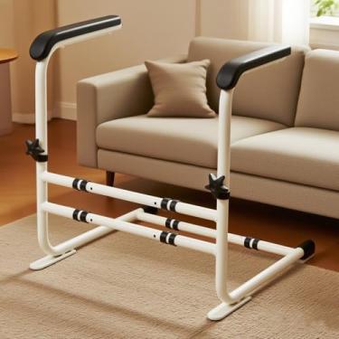 Imagem de QIPRAONO Auxiliar de suporte para idosos/deficientes, dispositivos de suporte de elevação de sofá/cadeira, equipamento de suporte ajustável de altura e largura, carregamento de 204 kg, branco