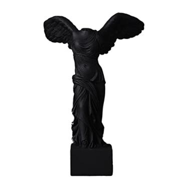 Imagem de KiBcsLic Estátua Da Deusa Grega Romana Alada de Samotrácia, Figura Branca, Presente, Escultura, Ruína Artesanal, Poliresina para Decoração de Casa, PRETO, 10x15cm