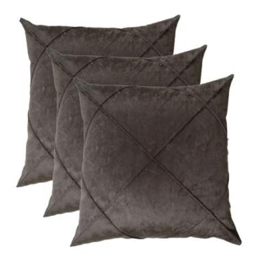 Imagem de Kit 3 Capa Almofada Suede Drapeada Macia Decorativa- 45x45 - Enxovais 