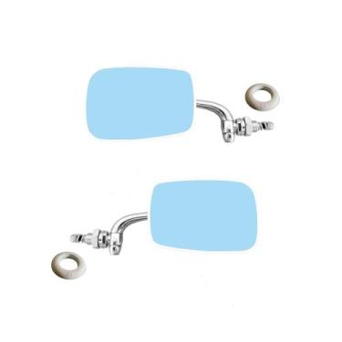 Imagem de Par Retrovisor Fusca Convexo Aço Inox Azul Convexo - ROSSO & VR