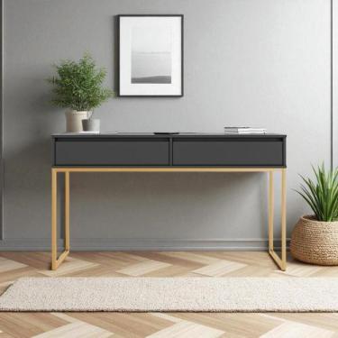 Imagem de Aparador Metalic Estilo Industrial pés em Metal - Casa H, Preto Dourad