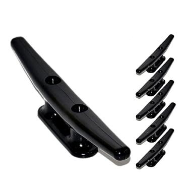 Imagem de QPURO Chuteira de nylon preta para barco de 20,3 cm - gancho de corda, caiaque, grampos de doca de barco - Ideal para decoração marítima, convés, náutica (pacote com 5)