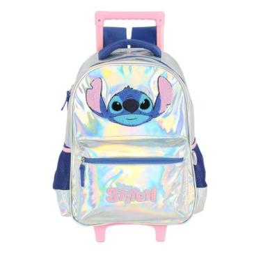 Imagem de Mochila Escolar De Rodinha Stitch Holográfica Original Luxcel