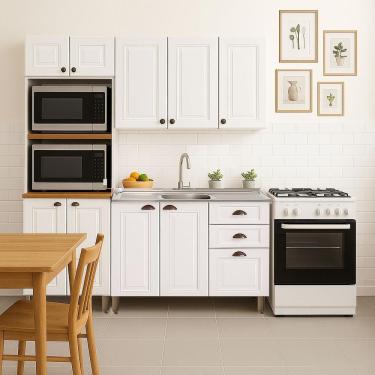 Imagem de Cozinha Americana 3 Peças Com Torre Quente Branco Amoudi Móveis Branco