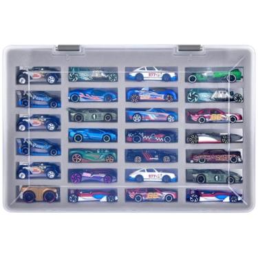 Imagem de FULLCASE Capa compatível com carros Hot Wheels. Recipiente de armazenamento organizador de carros de brinquedo para carros Hotwheels 27 peças. Suporte de transporte de exibição com 4 tamanhos de