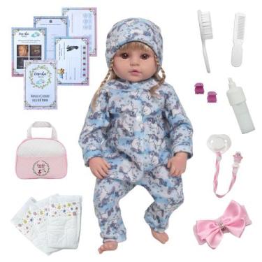 Imagem de Bebe Reborn Boneca Realista Com Bolsa Macacão Unicórnio - Cegonha Rebo