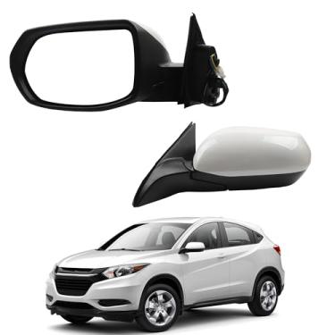 Imagem de Dasbecan Espelho lateral esquerdo do motorista compatível com Honda HRV 2017-2022 com vidro elétrico, dobrável manual, não aquecido, substituição de pérola branca platinada # HO1320308 (3 pinos)