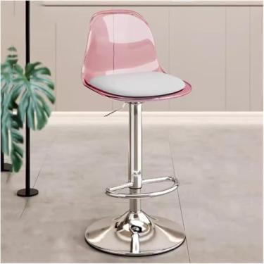 Imagem de Banquetas Giratórias De Acrílico Com Encosto Transparente, Banquetas De Bar De Acrílico Ajustáveis Em Altura De Balcão Com Apoio Para Os Pés, Banquetas De Transporte Aére, Pink