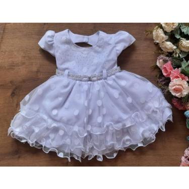 Imagem de Vestido infantil batizado bebe branco recem nascido a 1 ano - LUXO KID