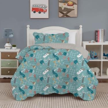 Imagem de Kit Cobre Leito Luxo Colcha Infantil Estampada Solteiro 02 Peças (Ferramentas)