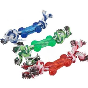 Imagem de Mordedor Osso Corda TPR 25cm Cachorro Resistente Lovely Vibe