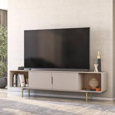 Imagem de Rack para Tv 85 Polegadas Otto Espresso Móveis Bege Dunas/Dourado