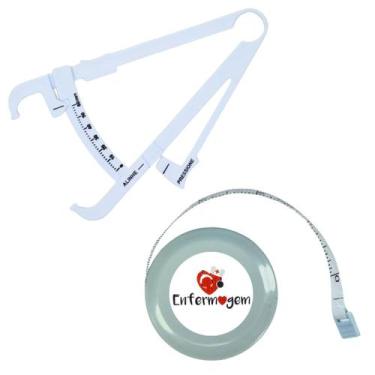 Imagem de Kit Avaliacao Fisica Medir Gordura Corporal Fita Metrica Imc Adipometr