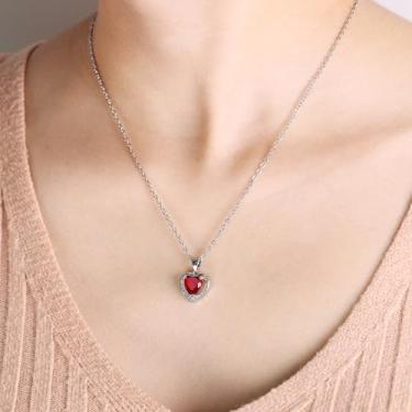 Imagem de Colar com pingente de coração de amor, banhado a platina, joia de zircônia cúbica para mulheres, mãe, amiga, aniversário, Natal, Y1109, Standard, Latão Zircônia cúbica, Sem Pedra Preciosa