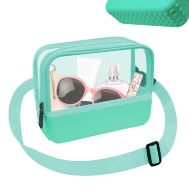 Imagem de Bolsa transparente – pochete transversal com zíper à prova d'água e alça de ombro ajustável para shows, dias de jogos esportivos, viagens, Verde, Bolsa transparente para eventos de estádio