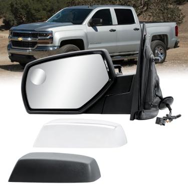 Imagem de Retrovisor de porta do lado esquerdo do motorista elétrico e aquecido com primer texturizado e traseira cromada dobrável manual para Chevrolet Silverado GMC Sierra 1500 2500 3500 2014-2019