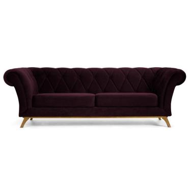 Imagem de Sofá 280cm 4 Lugares Base Madeira Império C-292 Veludo Uva - Domi
