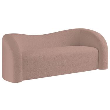 Imagem de Sofá Curvo 3 Lugares Orgânico Sala Recepção Escritório Coréia 180cm Linho Cor Rosê