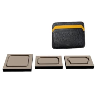 Imagem de YJIUYUANQ Suporte de cartão de couro, 100 x 80 mm perfurador de carteira compacta com matriz de corte