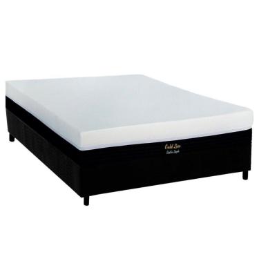 Imagem de Cama Box Casal: Colchão Molas Ensacadas Luckspuma Gold Line Elastic Zipper + Base Crc Suede Black (138x188)