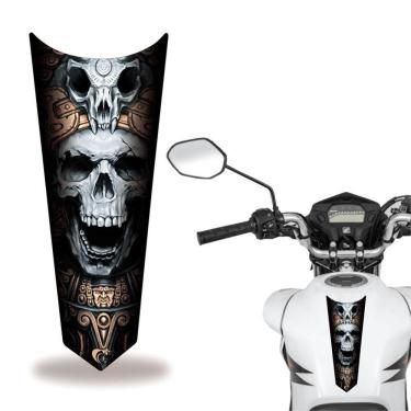 Imagem de Adesivo Faixa Gravata Tanque Moto Caveira Cinza2