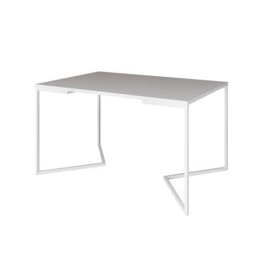 Imagem de Mesa Jantar Industrial Branca Retangular 137X90Cm Base V Ferro Branco Cor: Branco